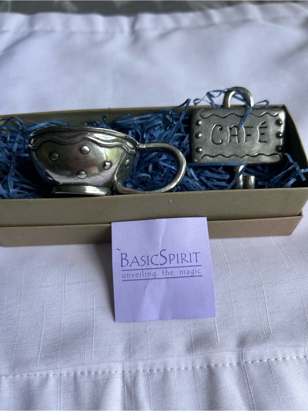 Hand Crafted Pewter ‘Java Cup’ Basic Spirit & ‘Cafe’ hook sign